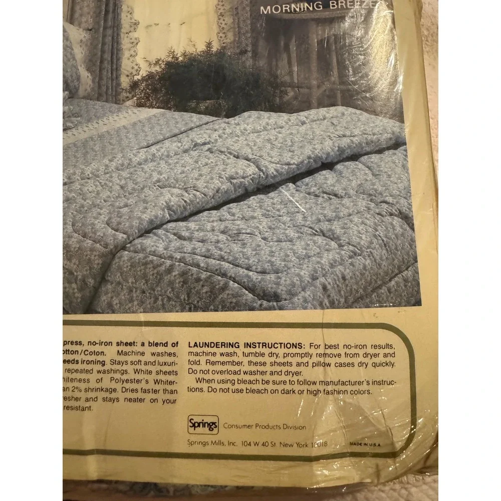 Vintage Pequot Morning Breeze King Sheet Set Blue Floral Luxury Muslin No Iron